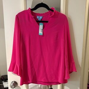 CeCe Fuchsia Ruffle Sleeve Blouse